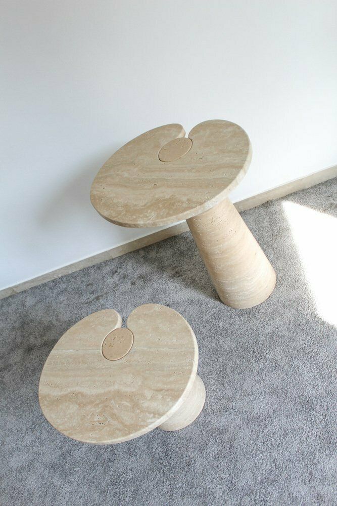 Italian Tables In Travertine By Angelo Mangiarotti 1970s Set Of 2 photo 6064.0