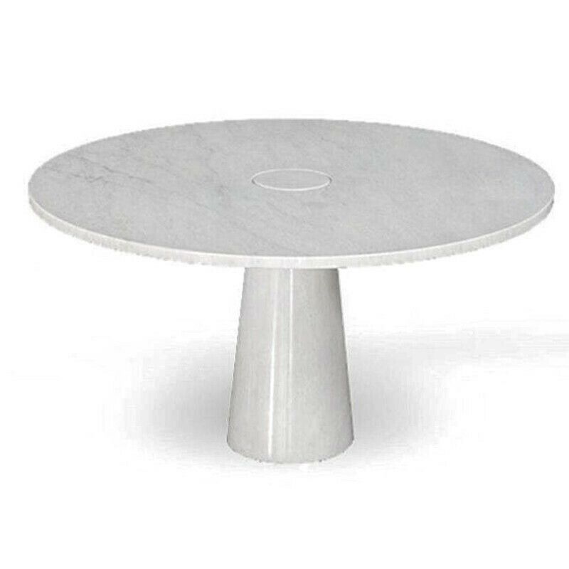 Vintage Eros Round Table In White Carrara Marble By Angelo Mangiarotti Italy 1970s photo for sale