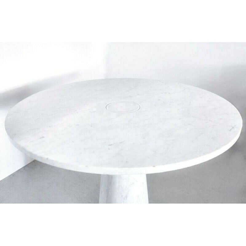 Vintage Eros Round Table In White Carrara Marble By Angelo Mangiarotti Italy 1970s photo vinterior