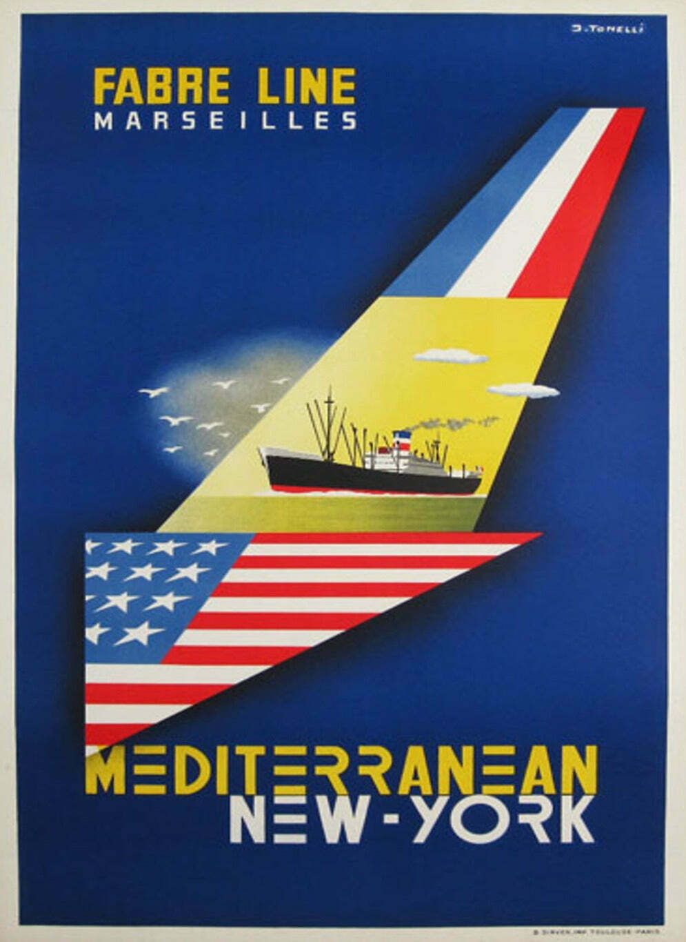 Fabre Line   Mediterranean New York Original Vintage Poster
