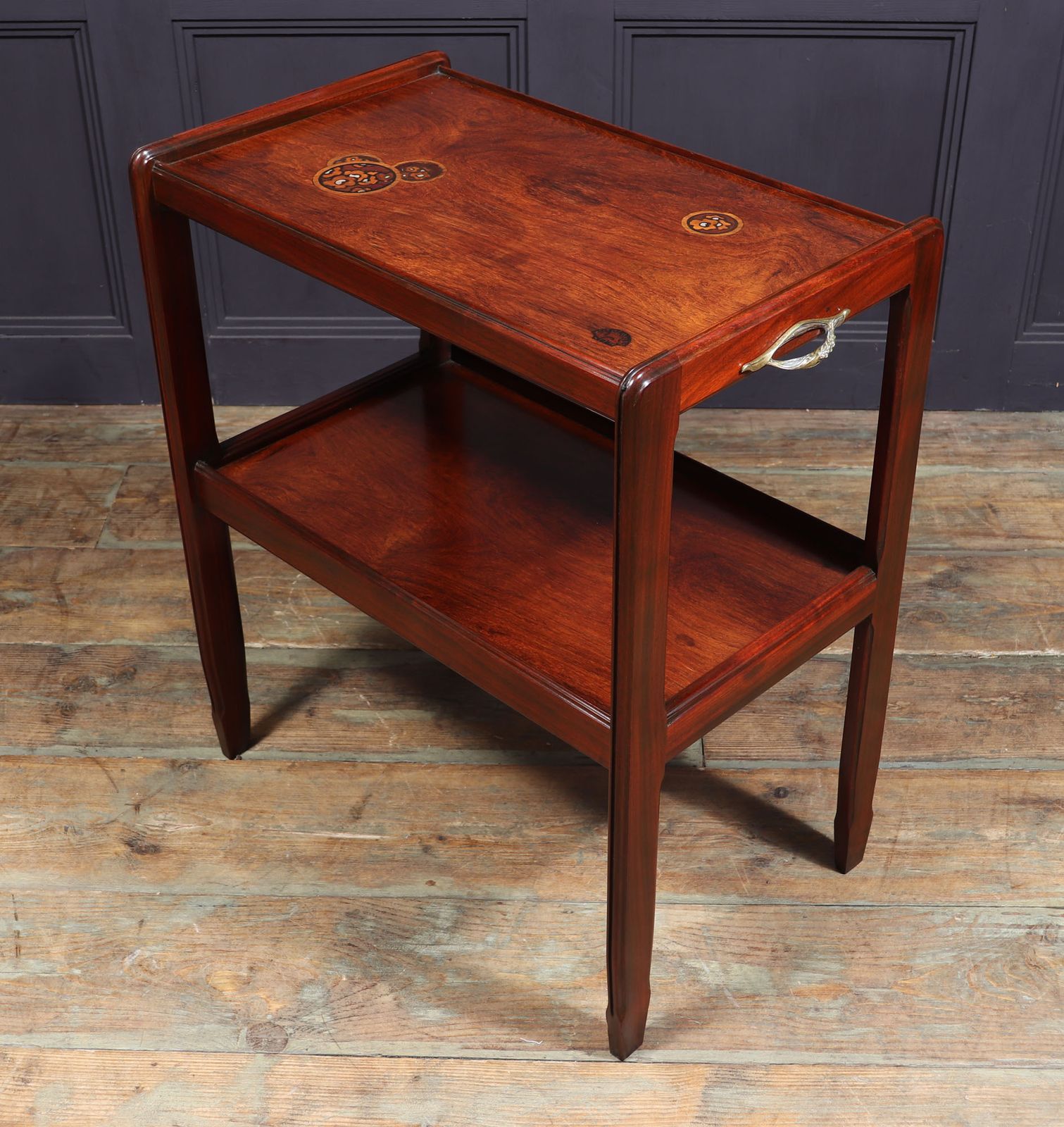 Furniture Art Nouveau Bronze Mounted Marquetry Table By Majorelle photo