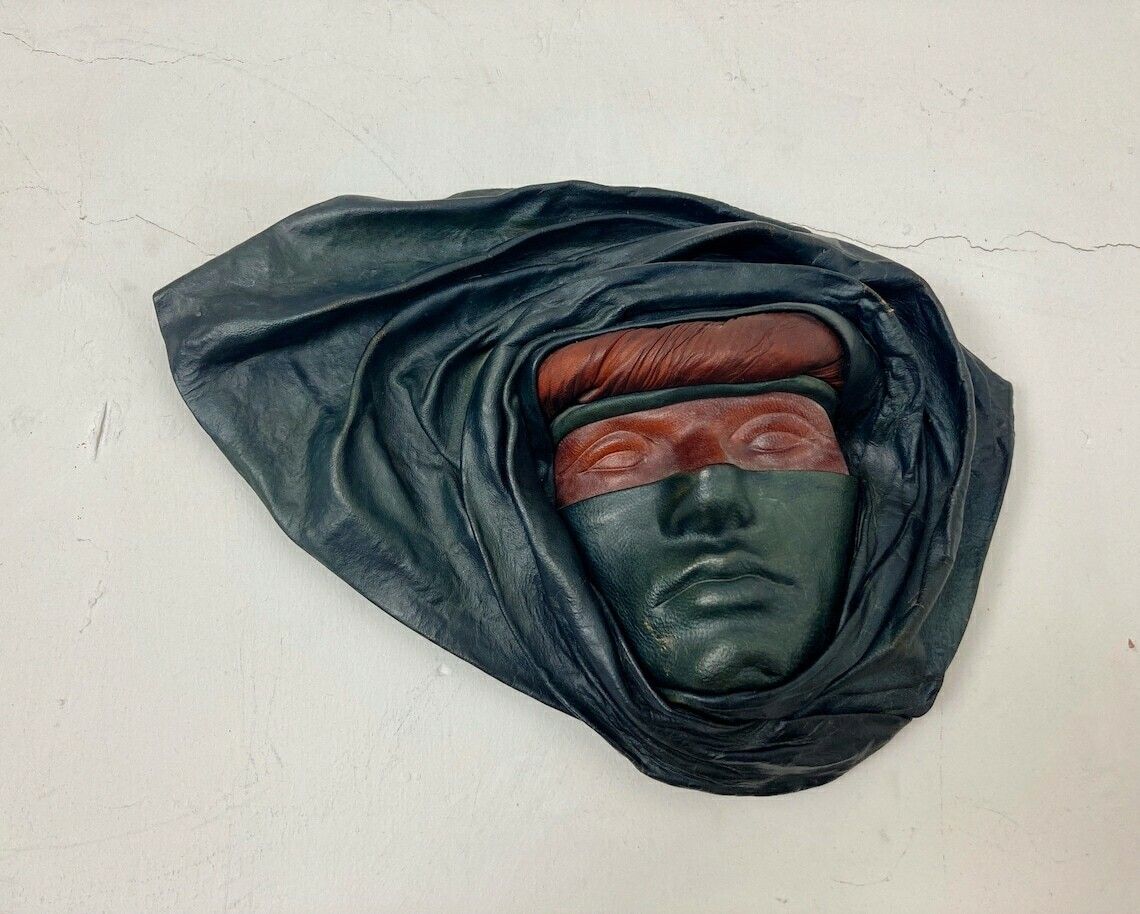 Vintage Art Deco Leather Wall Art Plaque Display Italian Man Stylish Collectibles Piece photo Art