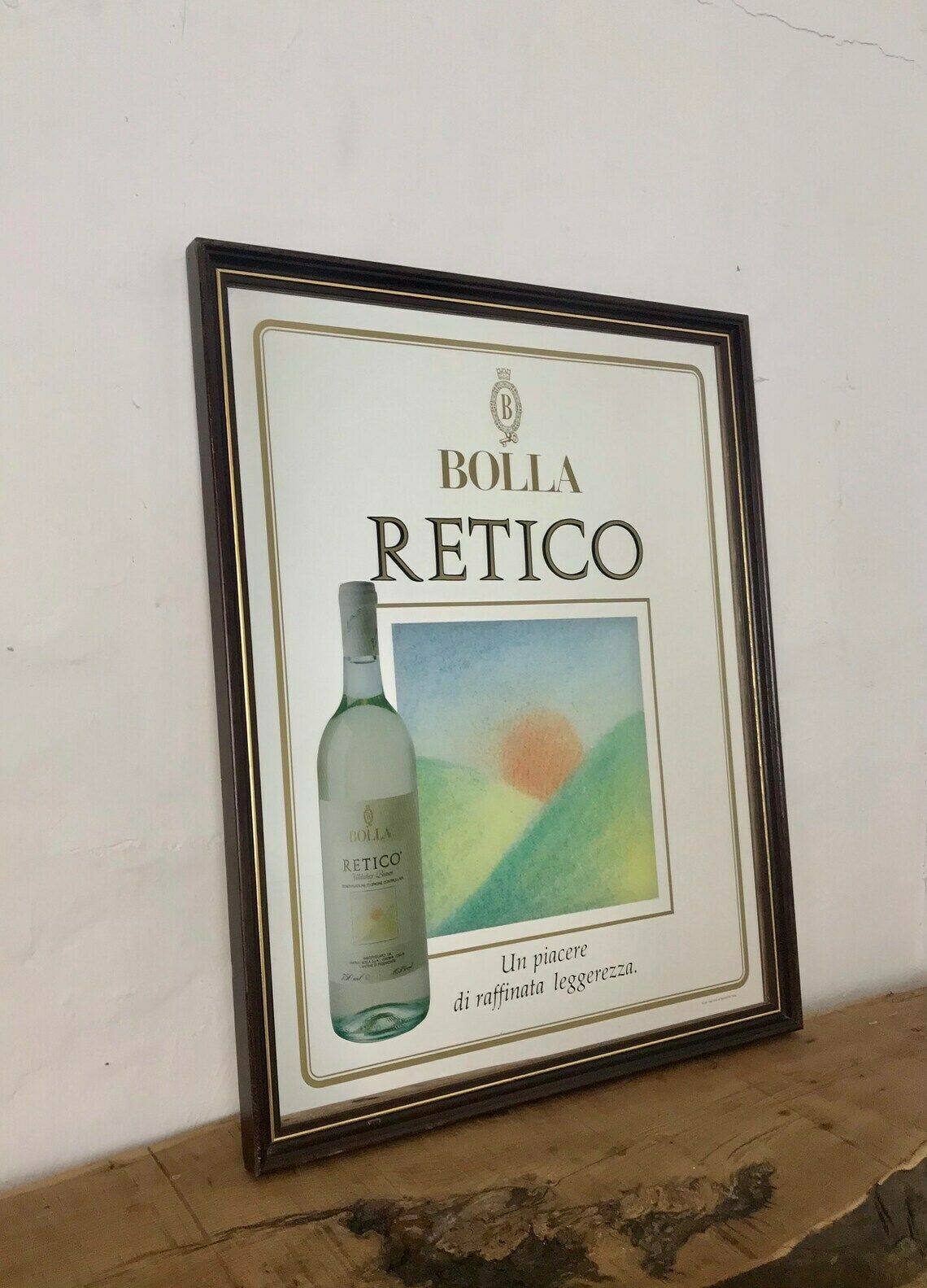 Vintage Bolla Retico Italian Wine Mirror Wall Art Advertising Collectibles Piece photo furniture