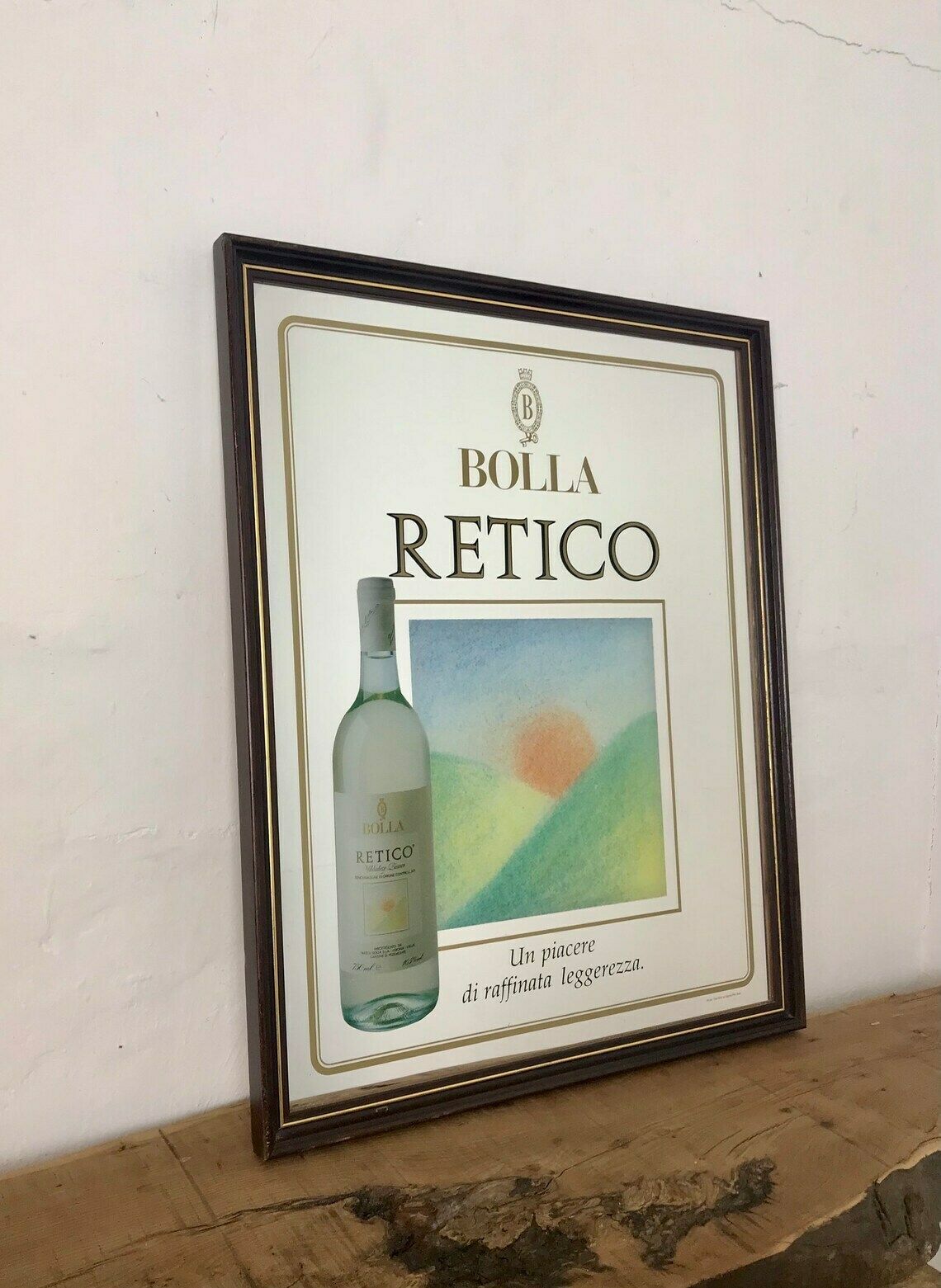 photo furniture Vintage Bolla Retico Italian Wine Mirror Wall Art Advertising Collectibles Piece