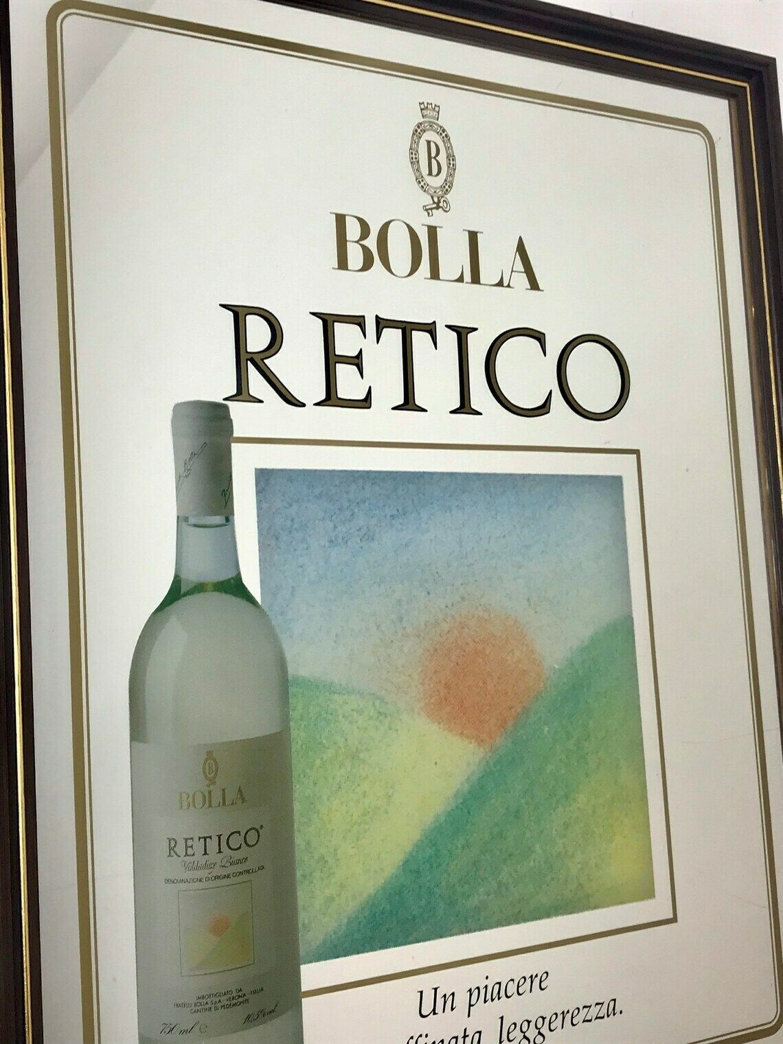 photo for sale Vintage Bolla Retico Italian Wine Mirror Wall Art Advertising Collectibles Piece