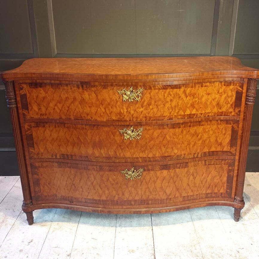 A Late 19th Century Serpentine Satinwood Commode photo Furniture