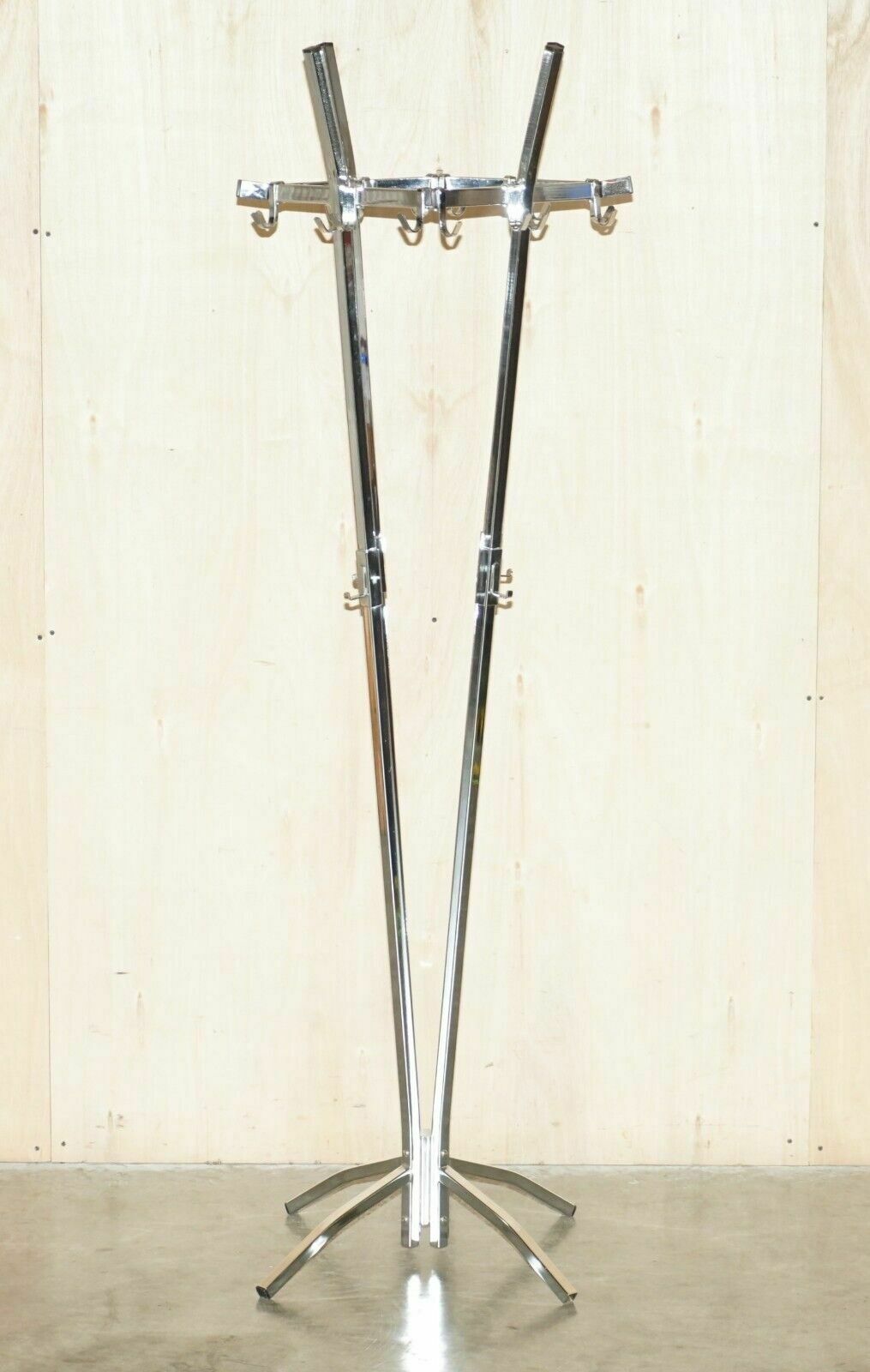 Vintage Circa 1930's Heavy Industrial Chrome Framed Coat & Hat Stand Or Rack photo furniture