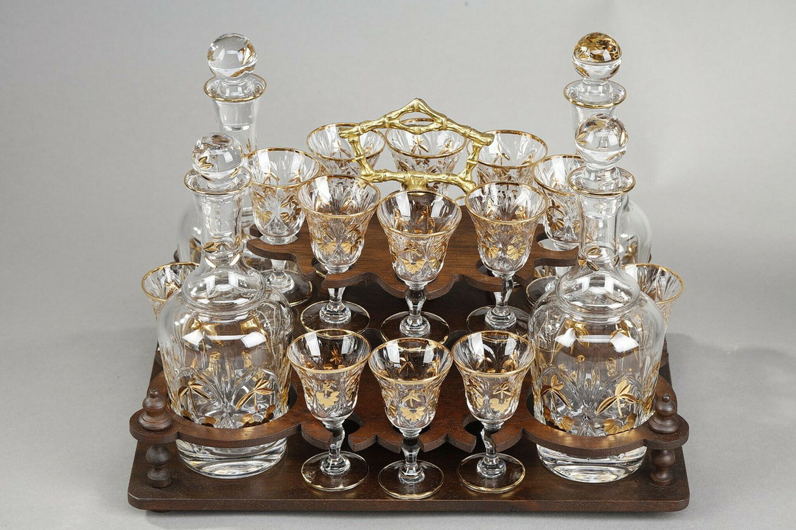2410.0 Liqueur Cellar In Carved Wood "Black Forest" And Crystal, Late 19th Century photo