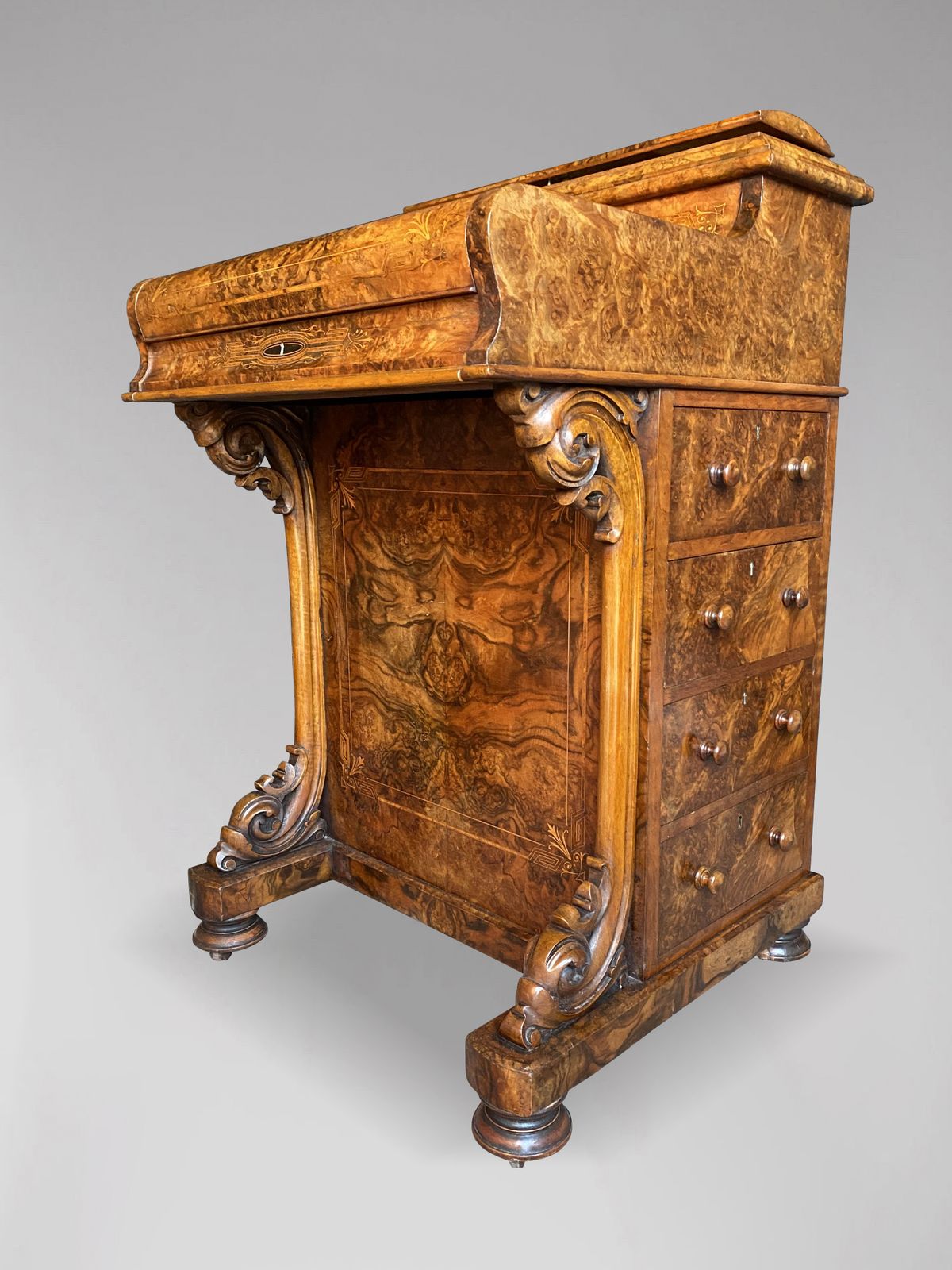 Stunning 19th Century Burr Walnut Davenport Desk photo buy