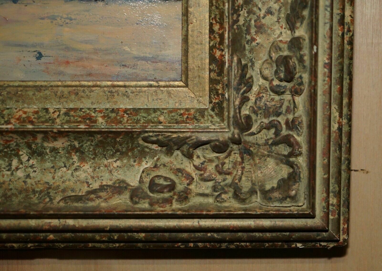 F.Labatino Signed Bar Pantheon Pizza Della Rotonda Oil Painting In Lovely Frame photo vinterior