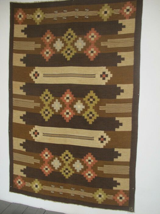 Vintage Swedish Wool Kilim, Mid 20th Century, 2.48m X 1.61m photo for sale