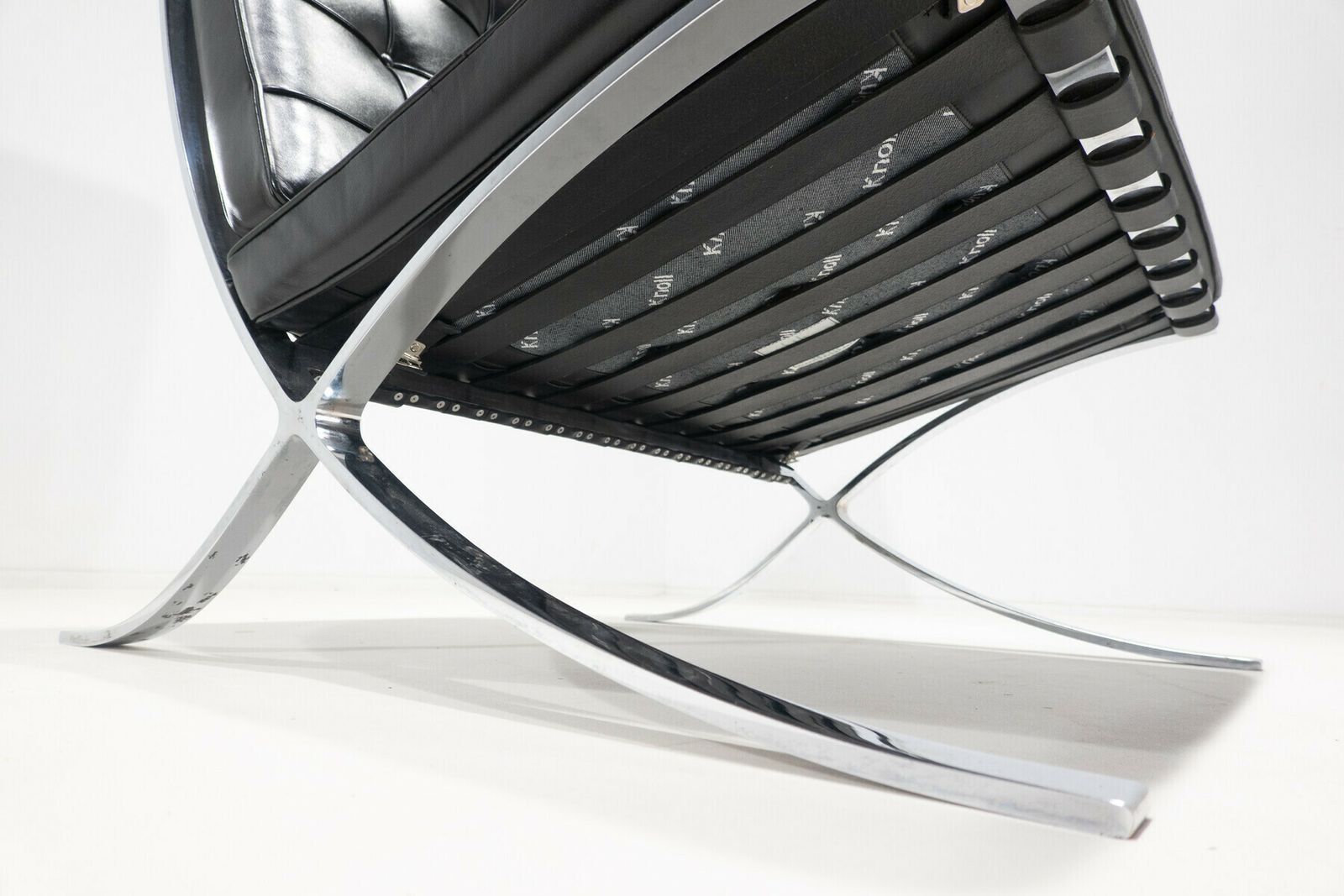Pair Of Black Leather "Barcelona" Chairs By Mies Van Der Rohe For Knoll photo buy