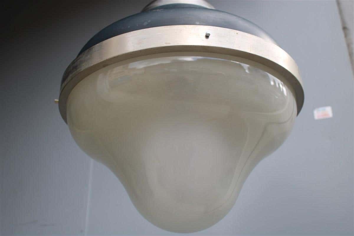 Mid Century Italian Ceiling Lamp Oluce Style Ostuni 1960s Black Glass Murano photo buy