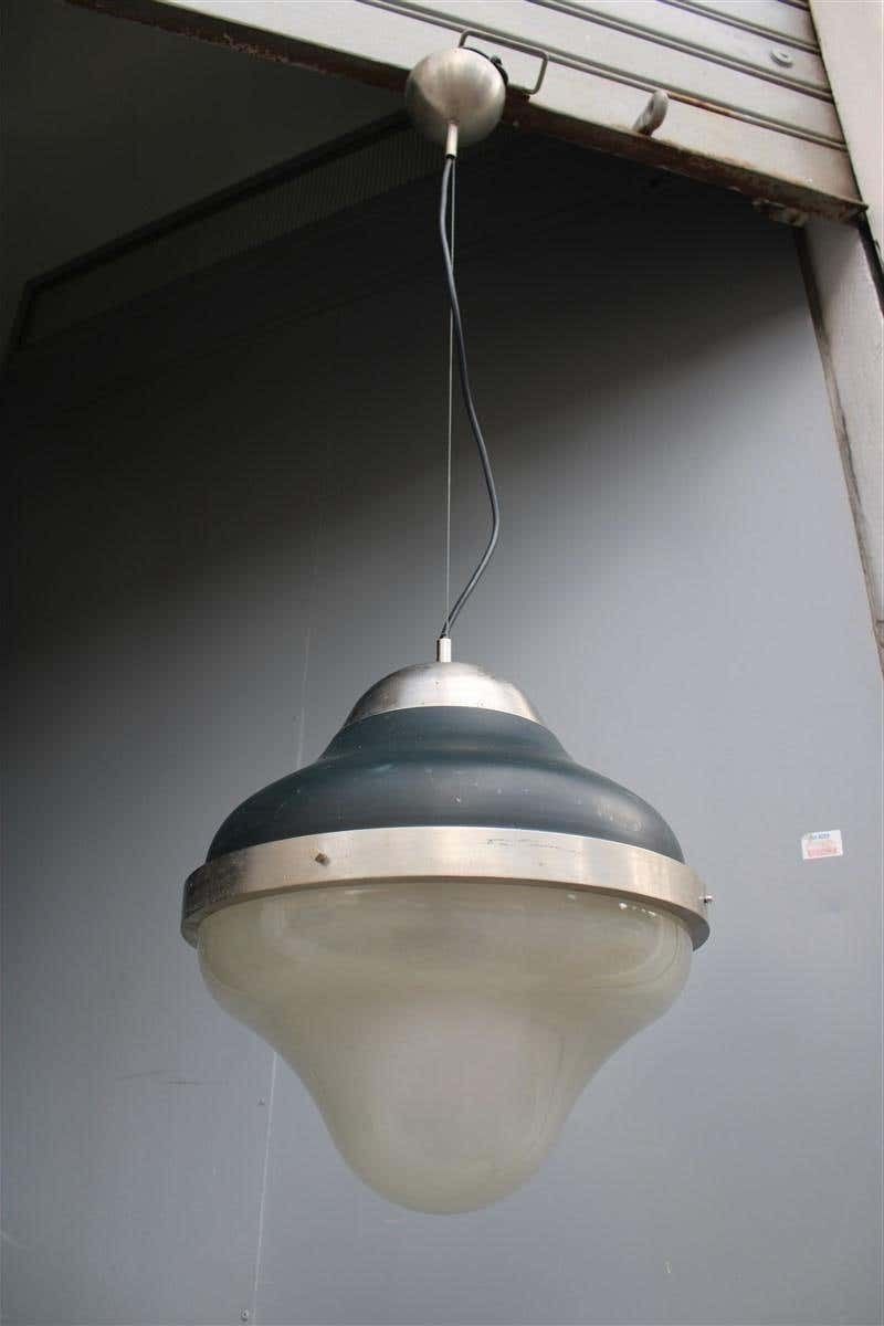 photo furniture Mid Century Italian Ceiling Lamp Oluce Style Ostuni 1960s Black Glass Murano
