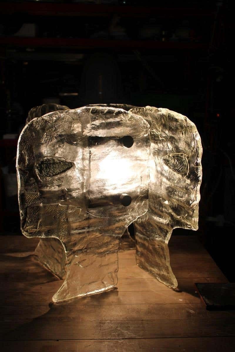 Sculptural Mazzega Table Lamp Carlo Nason 1960s Murano Glass Faces photo vinterior