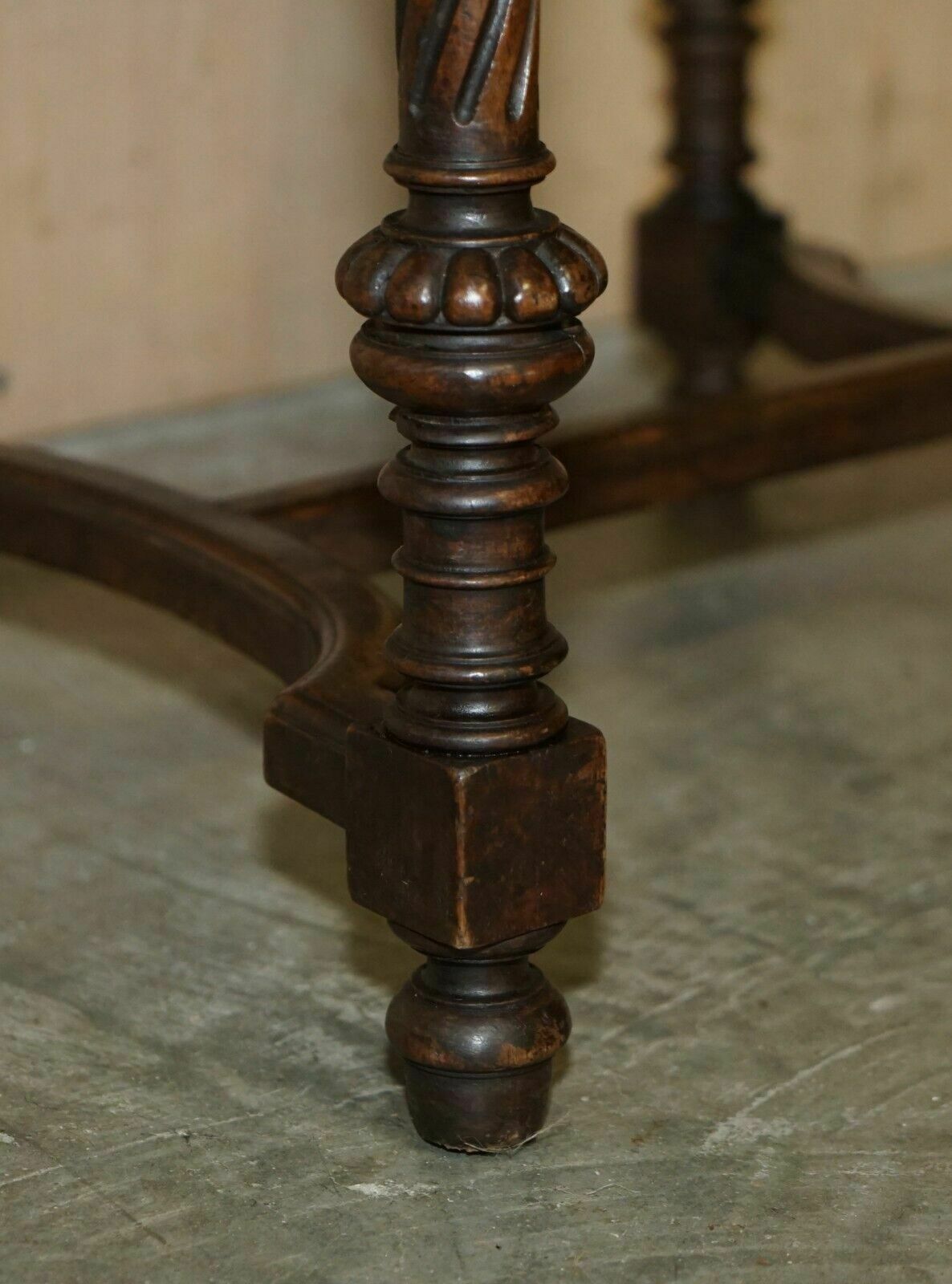 photo furniture Fine Set Of Six Henry II Circa 1880 French Oak & Embossed Leather Dining Chairs