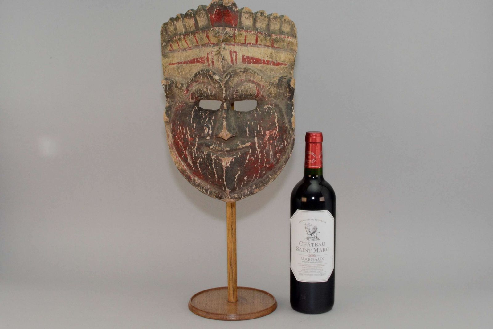 An Impressive Large Old Nepalese Ritual Festival Mask Of Indra.