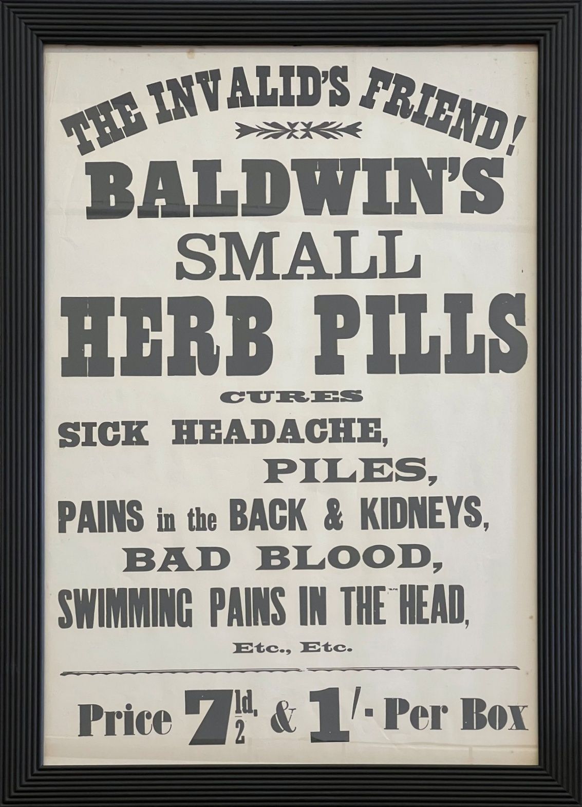 A Set Of Six Original Victorian 'Baldwin's Pills' Vintage Framed Posters   C.1895 photo vintage