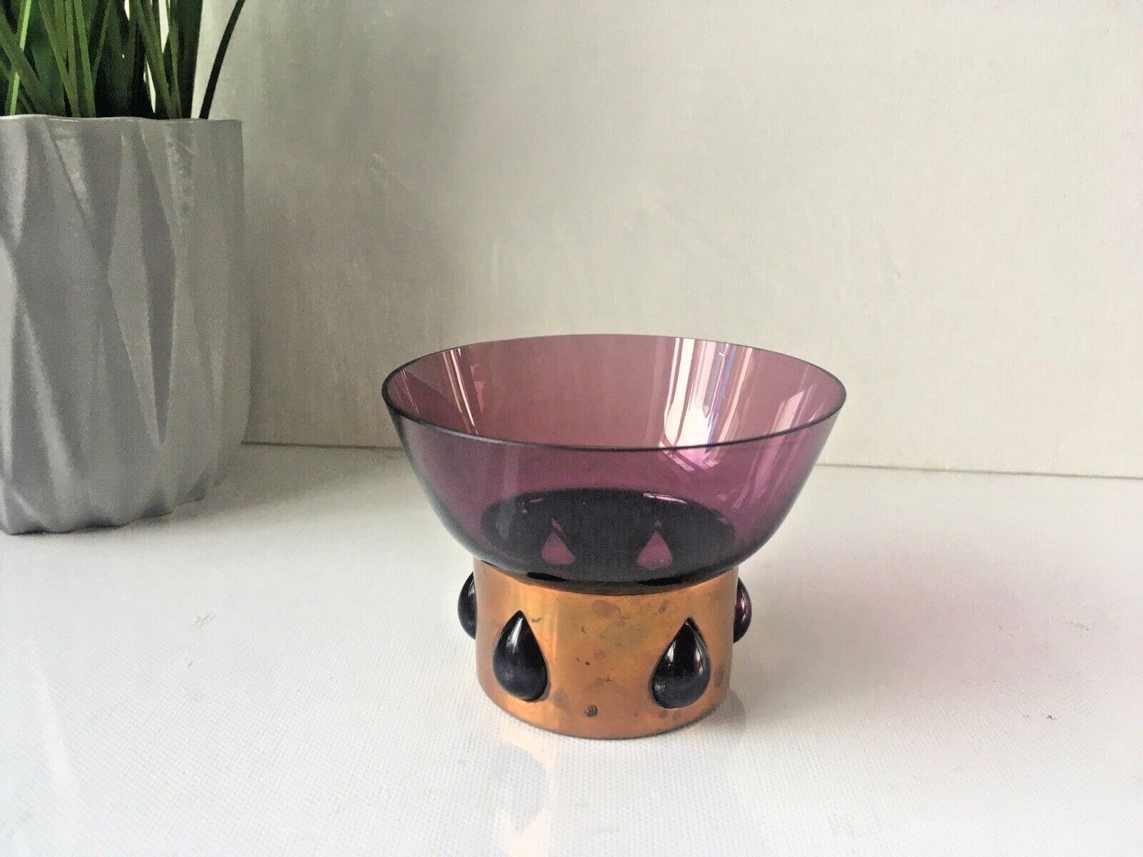 Mid Century Modern 60's Finnish Kumela Copper Caged Glass Vase By Jan Salakari photo furniture