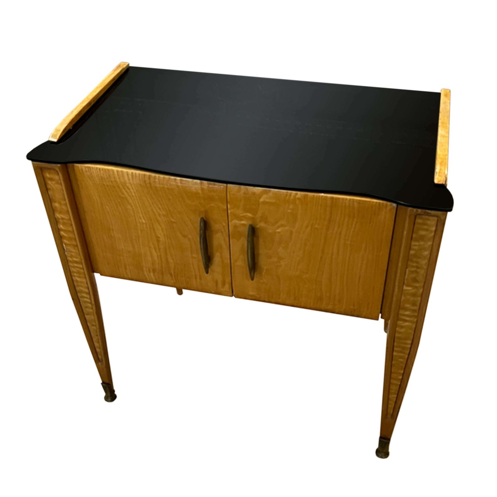 Pair Of Italian 1950s Nightstands With Black Glass Tops photo Furniture
