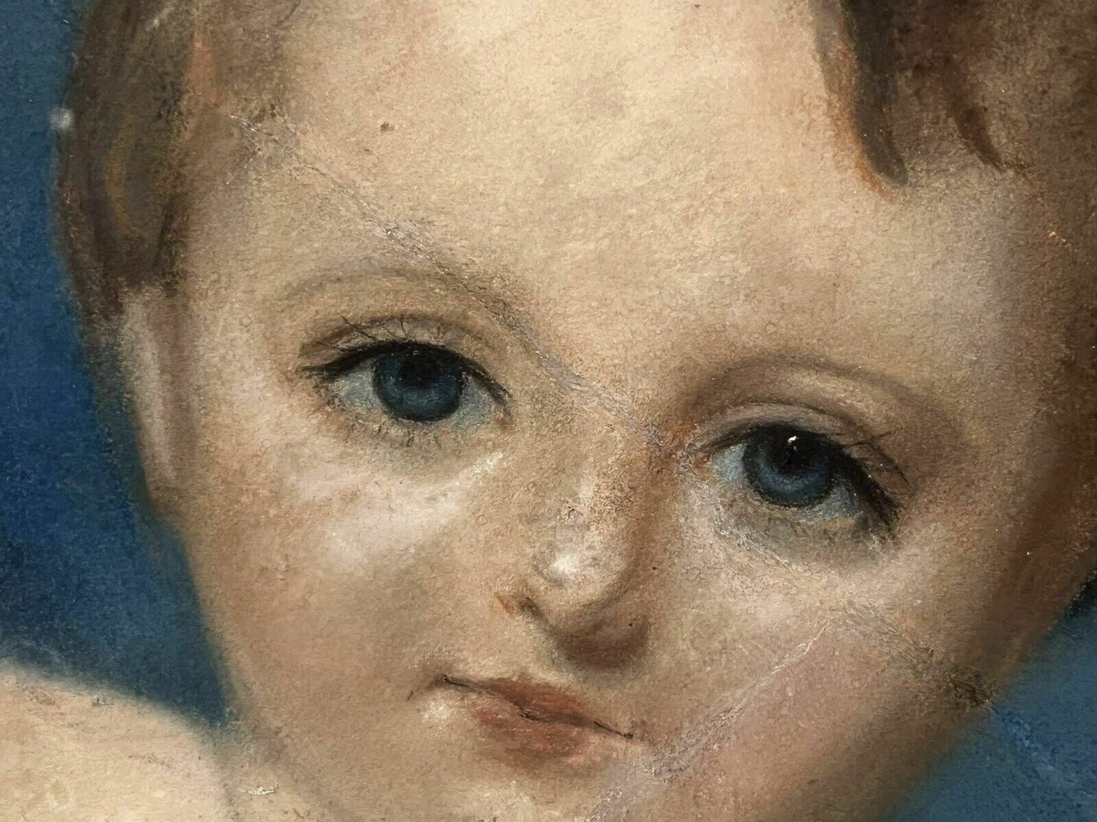 Portrait Chalk Painting Of A Mother And Child, Extremely Well Drawn photo Art