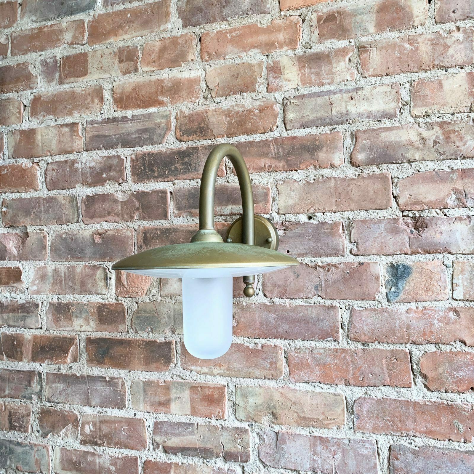 Contemporary Large Aged Brass Shaded Arched Wall Light photo Garden Lighting