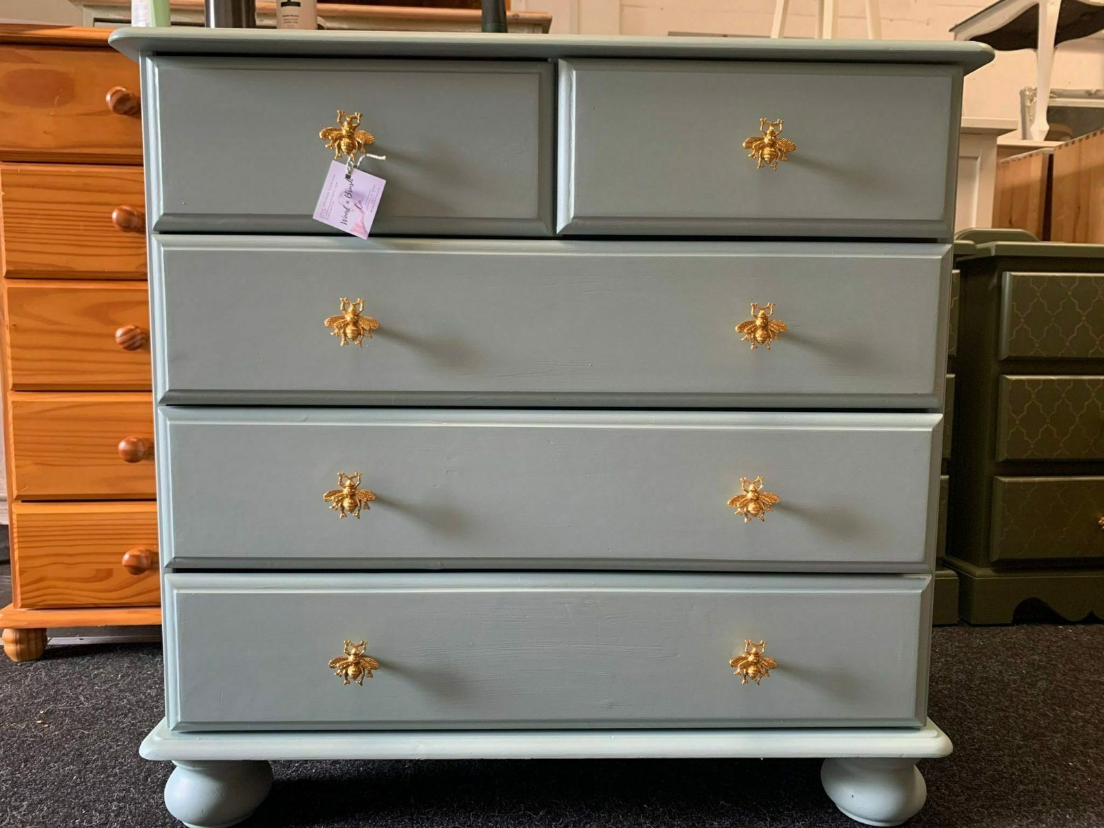 Chest Of Drawers Painted Bespoke Moroccan Geometric Bee Elephant Handles Stencilled photo Furniture