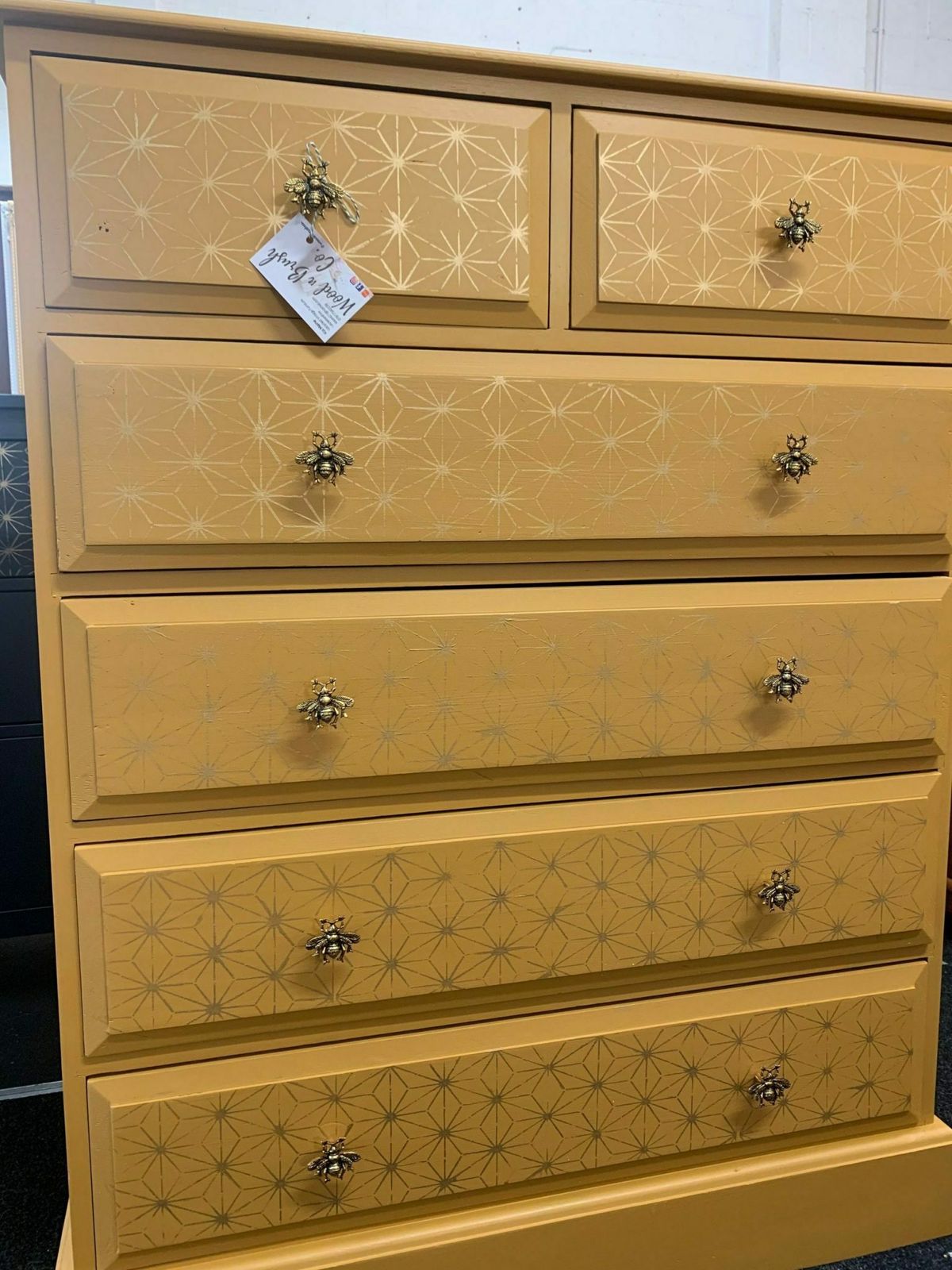 Chest Of Drawers Painted Bespoke Moroccan Geometric Bee Elephant Handles Stencilled photo furniture
