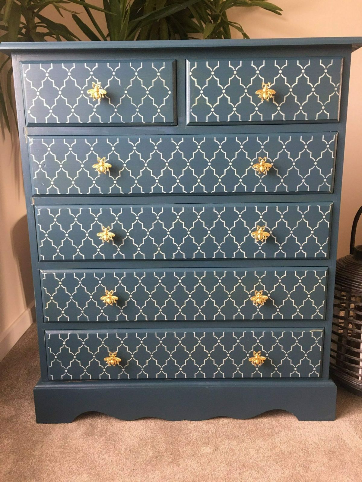 Large Chest Of Drawers Painted Bespoke Stencilled photo furniture