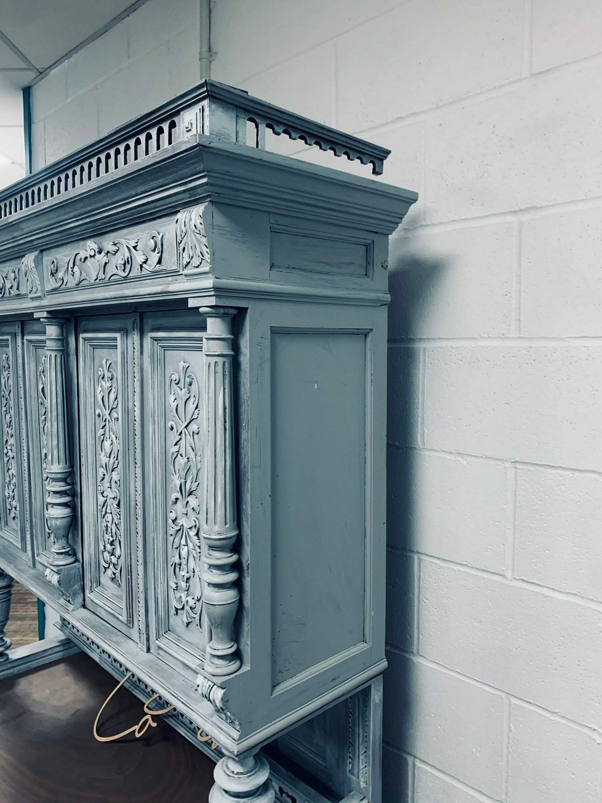 Stunning French Sideboard Dresser Italian Dresser Buffet Armoire Cabinet Stone Effect Concrete Effect photo for sale