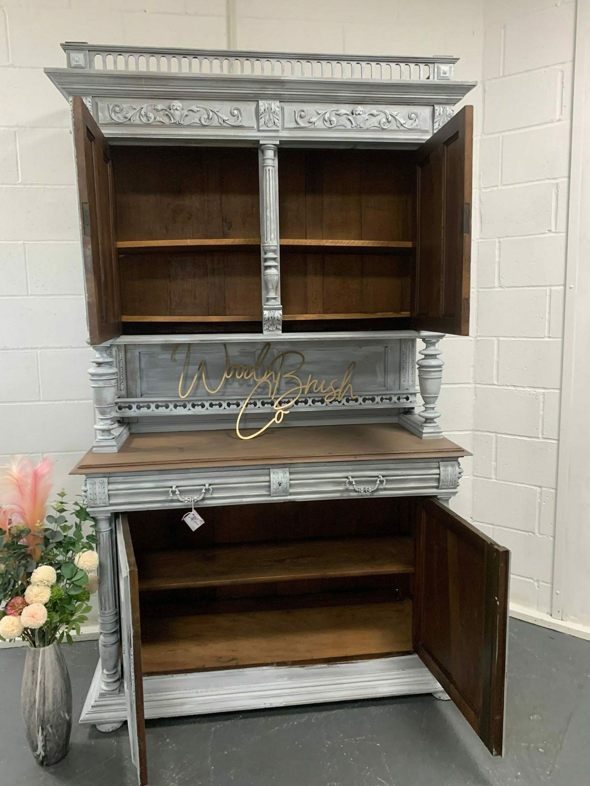 Stunning French Sideboard Dresser Italian Dresser Buffet Armoire Cabinet Stone Effect Concrete Effect photo 800.0