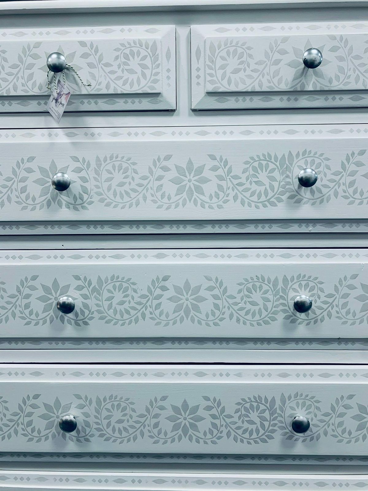 Chest Of Drawers Painted Bespoke Moroccan Geometric Bee Elephant Handles Stencilled photo furniture