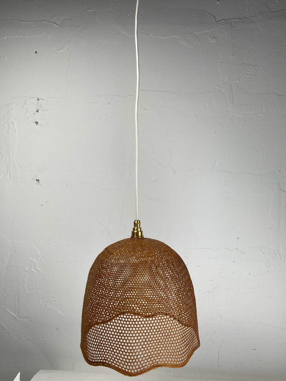 photo buy Beehive Webbing Rattan Wicker Pendant Hanging Lamp, 1930s
