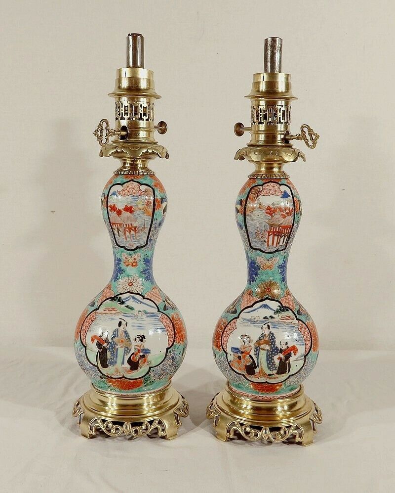 Pair Of Oil Lamps, Napoleon III Period, Mid 19th Century photo vinterior