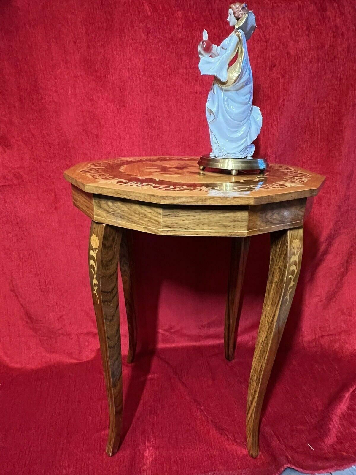 Italian Satinwood With Marquetry Floral Bouquet Inlaid Musical Table photo Furniture