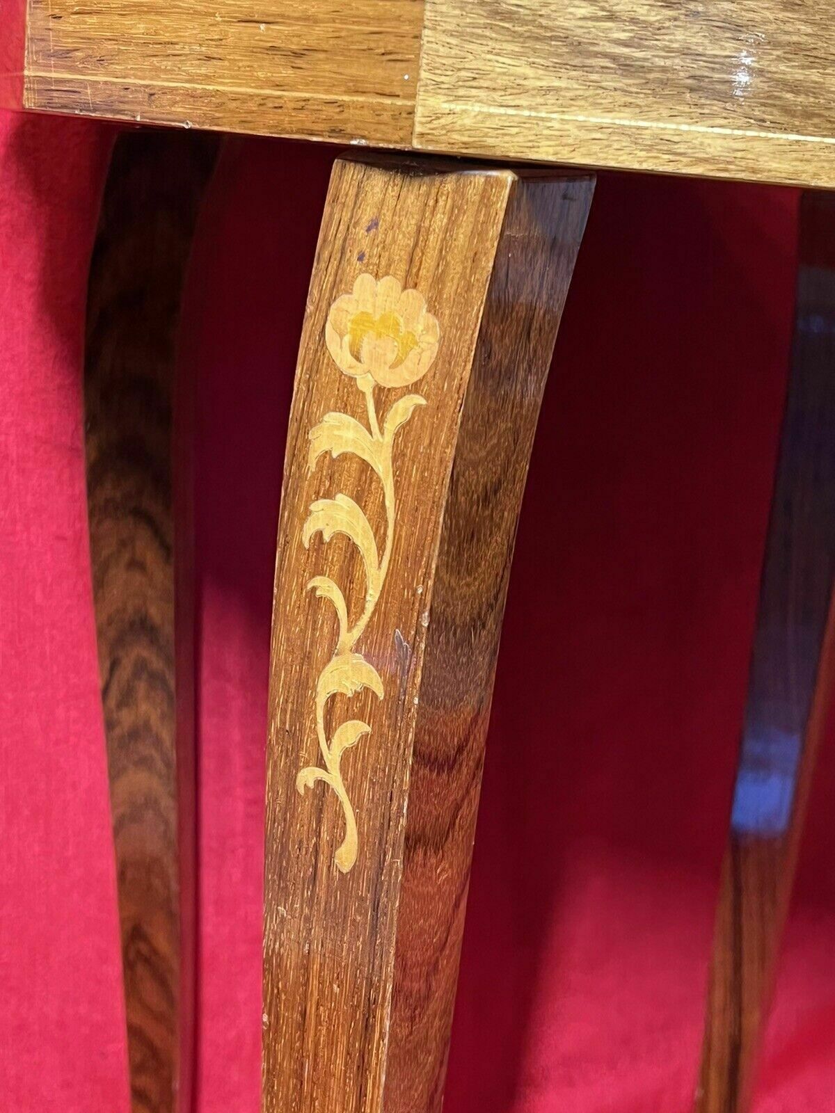 photo for sale Italian Satinwood With Marquetry Floral Bouquet Inlaid Musical Table