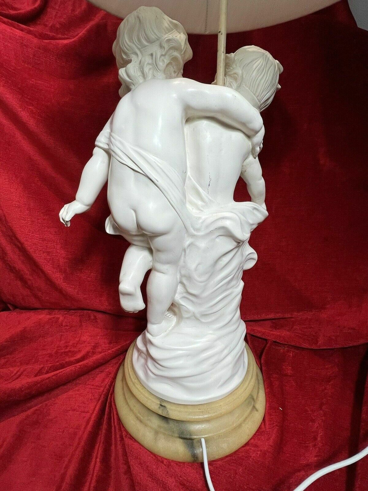 photo buy Large Hollywood Glamour Lamp Of Cherubs Set Upon Circular Onyx Base