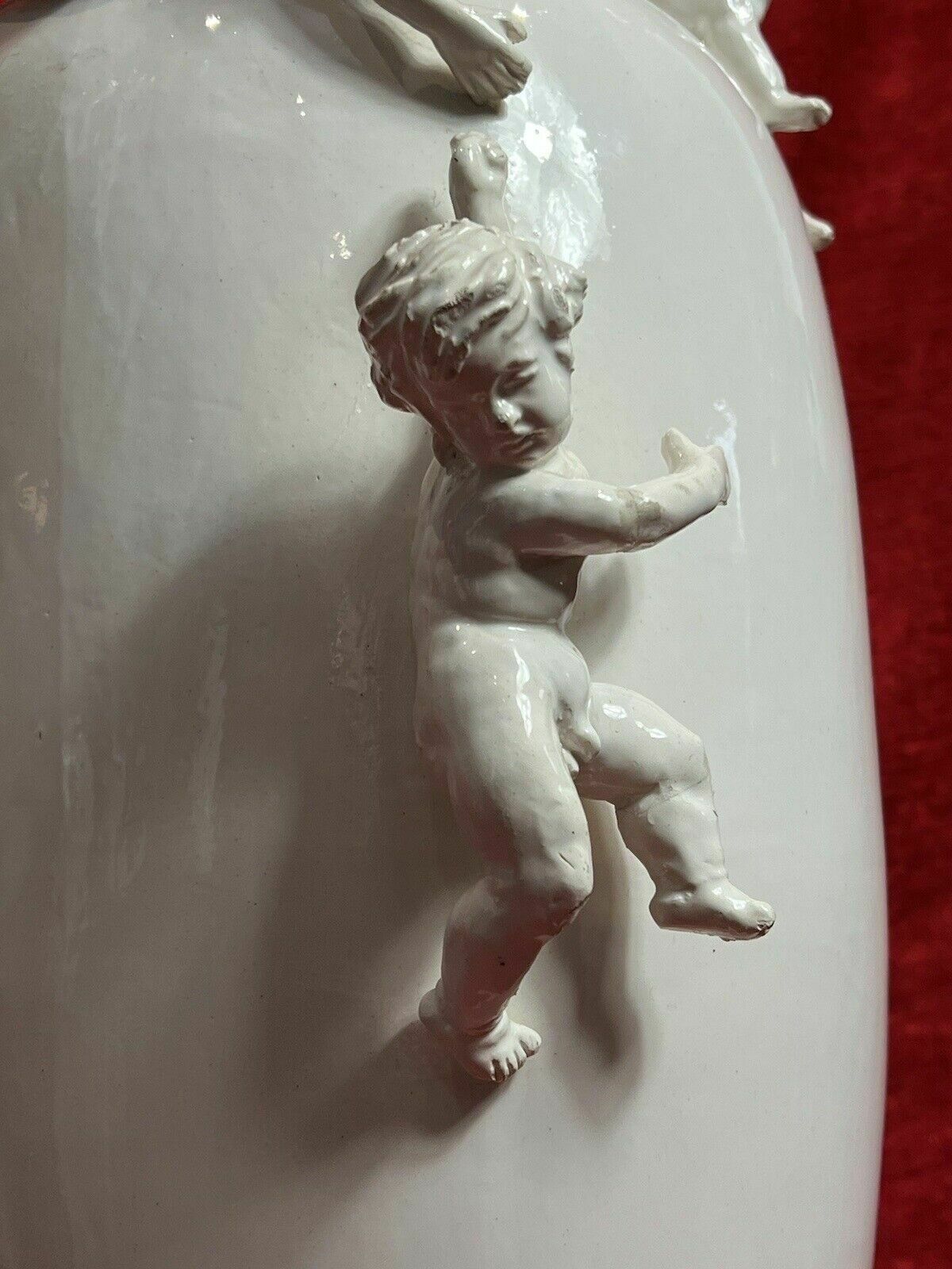 375.0 Wonderful Large French Porcelain Vase With Trio Of Putti photo