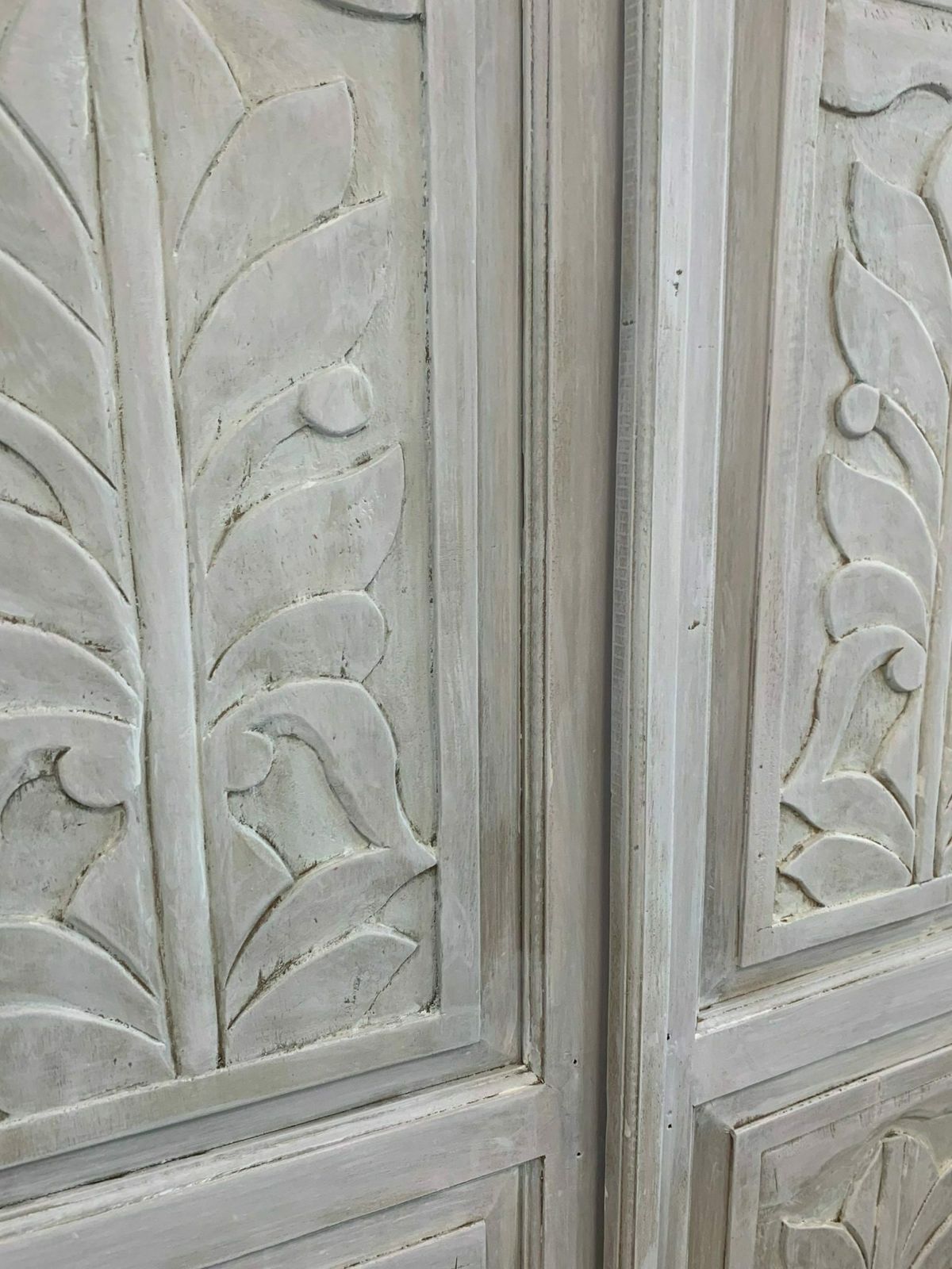 Painted  Carved Lime Washed Old Charm Wardrobe photo for sale
