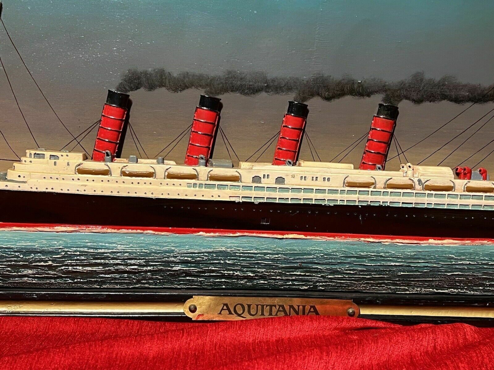 Historic Maritime Memorabilia 'Hms Aquatania' Diorama Wooden Ship Signage photo 365.0