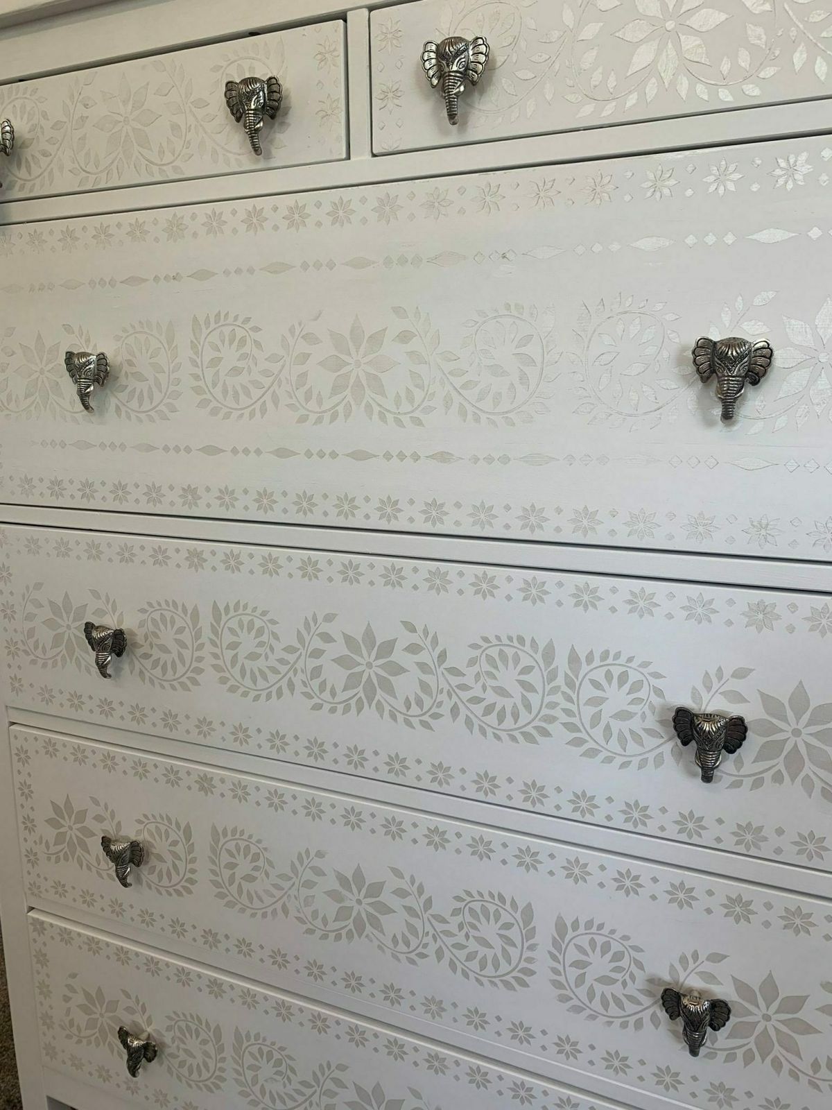 Large Chest Of Drawers Painted Bespoke Stencilled photo for sale