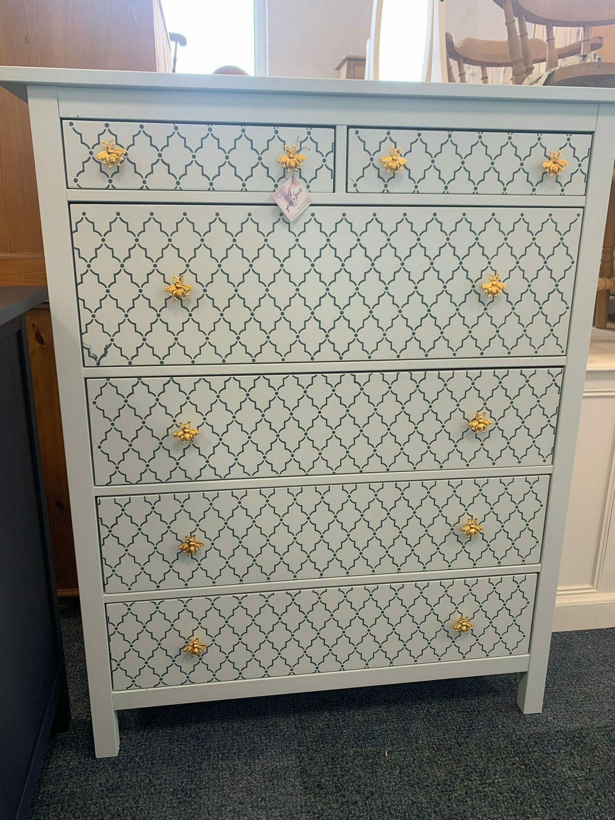 Large Chest Of Drawers Painted Bespoke Stencilled