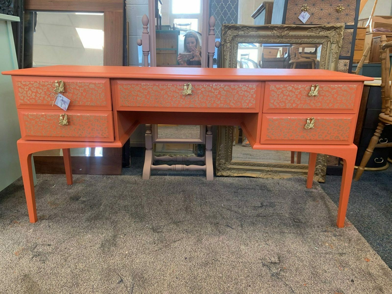 Stag Minstrel Dressing Table Mid Century Vintage Painted Bespoke Moroccan Geometric Bee Elephant Handles Stencilled