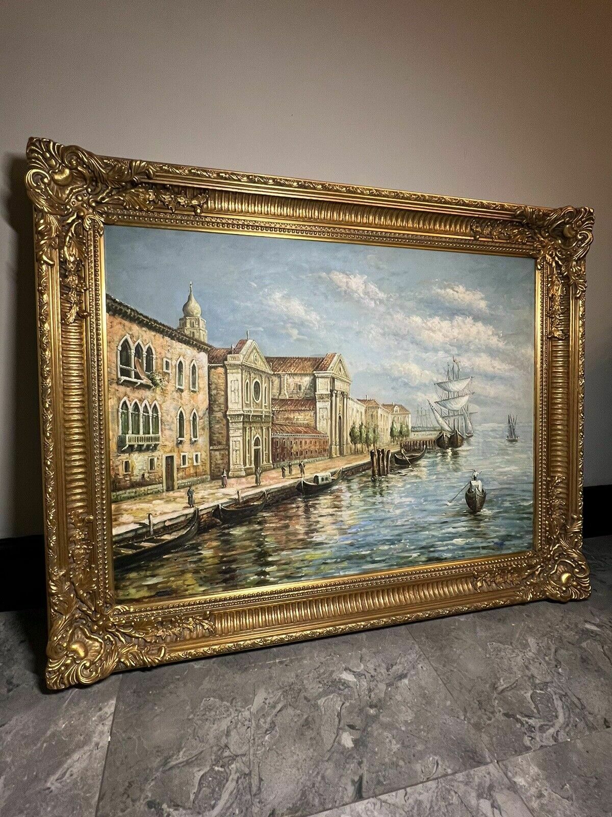 photo furniture Large Impressive Venetian Grand Canal Waterfront Exhibition Oil Painting
