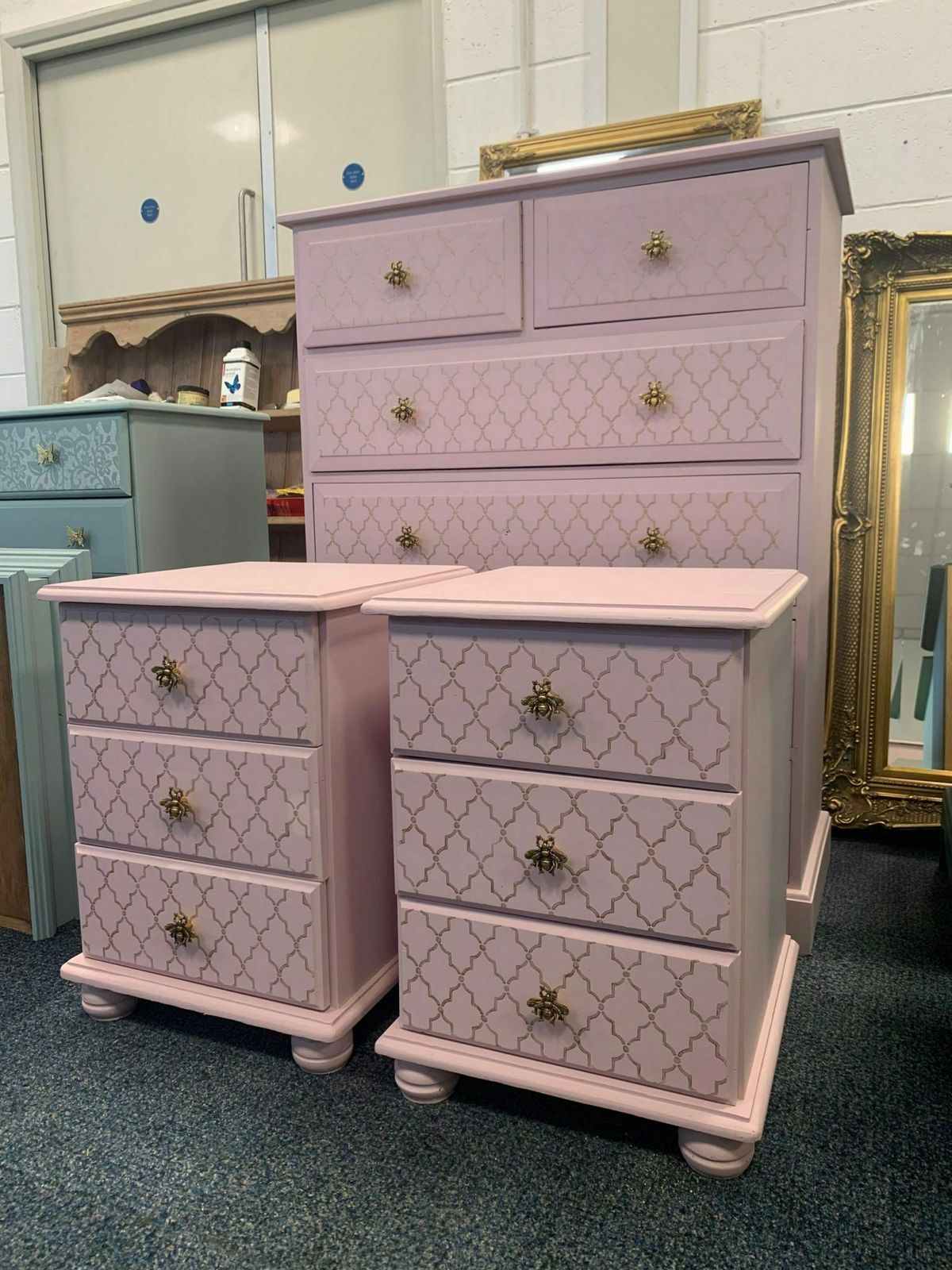 Chest Of Drawers Painted Bespoke Moroccan Geometric Bee Elephant Handles photo furniture