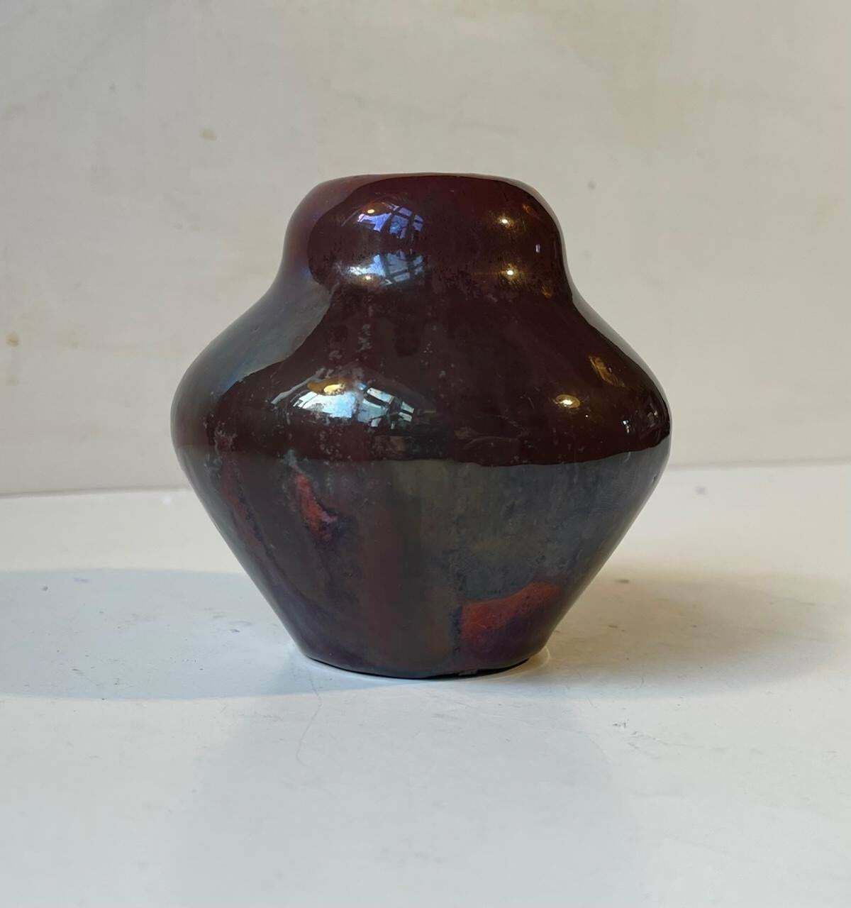 Art Deco Ceramic Vase In Copper Glaze By Soren Kongstrand 1930s photo vinterior