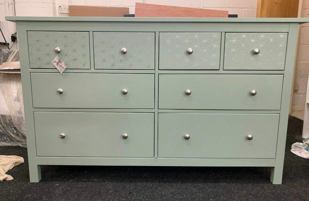 Large Chest Of Drawers Painted Bespoke Stencilled photo for sale