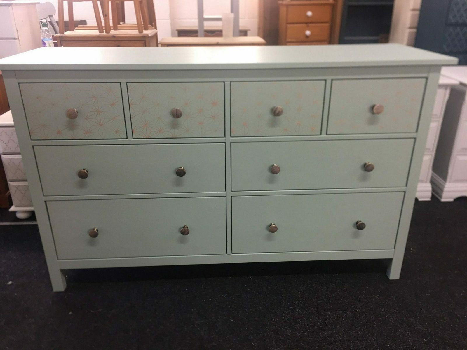 Large Chest Of Drawers Painted Bespoke Stencilled photo for sale