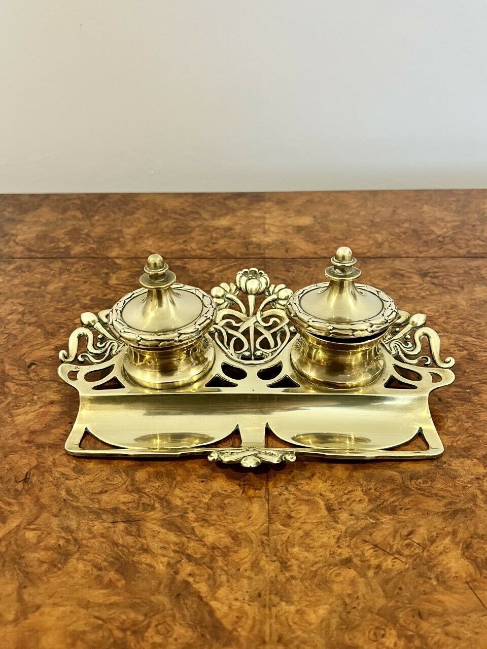Wonderful Victorian Ornate Brass Desk Set