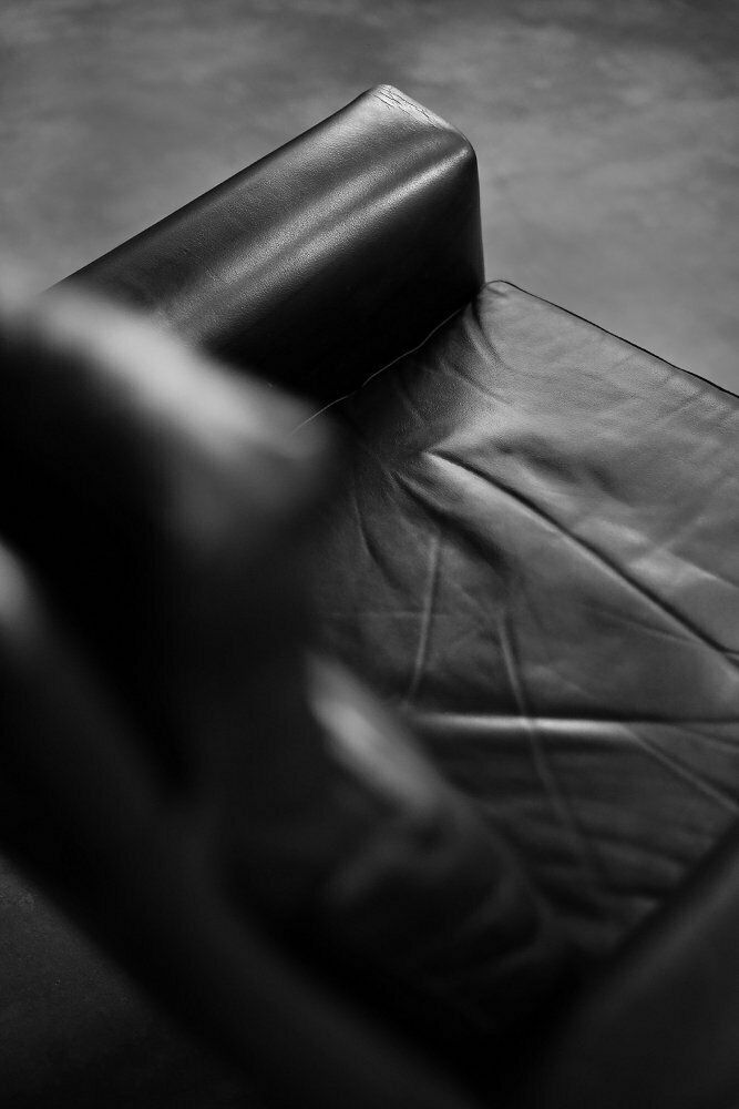 2262.0 Mid Century Danish Modern Minimalist Black Leather Swivel Armchair By Georg Thams, 1960s photo